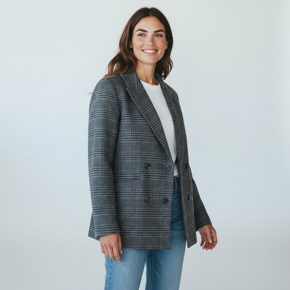 Treasure & Bond Gray Oversized Double-Breasted Blazer – Size S - Picture 4 of 6